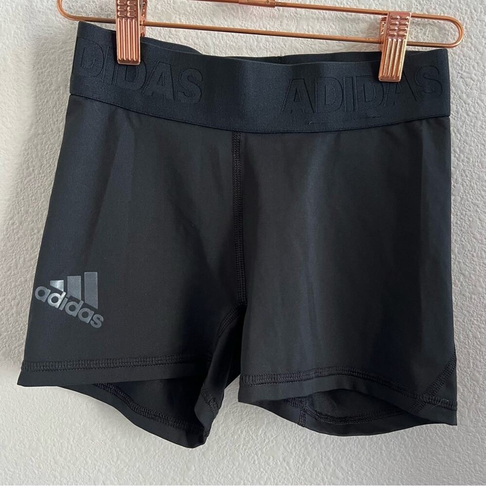 Adidas Alpha Skin Black Tights Shorts Spellout Waist Band XS